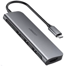 Адаптер Ugreen Adapter CM136 USB-C to HDMI+3xUSB3.0+USB-C Space Gray (50209): Колір серый