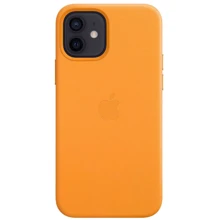 Чехол для iPhone Apple Leather Case with MagSafe California Poppy (MHK63) for iPhone 12 mini: Цвет оранжевый