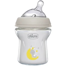 Пляшечка скляна Chicco Natural Feeling з силіконовою соскою 0м+ 150 мл (81211.30 ): Матеріал стекло
