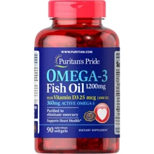 Puritan's Pride Omega 3 Fish Oil 1200 mg plus Vitamin D3 1000 IU Рыбий жир омега-3 + витамин D3 90 гелевых капсул: Тип Омега 3