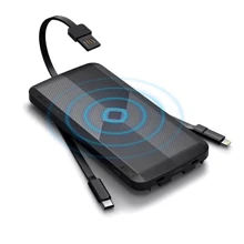 Внешний аккумулятор iWALK Power Bank Scorpion Air 12000mAh Lightning/microUSB/USB-C with Wireless Charger Black (UBA12000): Количество USB нет