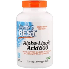 Doctor's Best Best Alpha-Lipoic Acid 600 mg 180 Veggie Caps Альфа-ліпоєва кислота: Тип Альфа-ліпоєва кислота