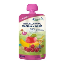Пюре FLEUR ALPINE Яблоко-Банан-Малина-Киноа 120 г (1284038): Вид Фруктово-овощное