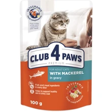 Влажный корм Club 4 Paws Premium Adult cats для взрослых кошек с макрелью в соусе 24х100 г (4820083908958): Тип Паучи