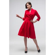 Платье FLFashion Венера СПВ2585 48 красное повседневное удлиненное миди: Состав Полиэстер, Шерсть, Эластан