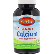 Carlson Labs Kid's Chewable Calcium 250 mg 120 Tabs Natural Vanilla Flavor Жевательный кальций для детей: Форма выпуска Таблетки жевательные