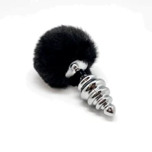 Металлическая анальная пробка Кроличий хвостик Alive Fluffly Twist Plug L Black: Для кого Унисекс