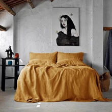 Комплект постільної білизни SoundSleep Muse mustard льон євро (93254434): Матеріал льон