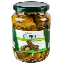 Огурцы маринованные Домашні продукти 680 г (4820186122220): Вес нетто 680 г