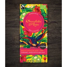 Молочний шоколад Chocolate and Love органічний з карамеллю, фундуком та морською сіллю 80 г (5060270123880): Вага, г 80