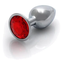 Металевий анальний затор Ouch! Heart Gem Silver - Ruby Red, S: Для кого унісекс