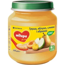 Milupa пюре груша, яблоко, слива, абрикос 125 г от 6 мес.: Вид Фруктовое