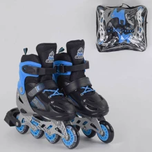 Роликові ковзани Best Roller (34-37) PVC колеса, світло на передньому колесі, в сумці Black / Blue (98866): Колір синій