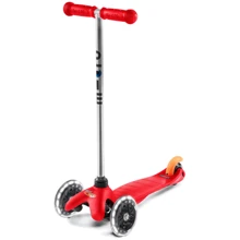Самокат Micro серии Mini Classic - Красный (до 50 kg, 3-х колесный, LED) (MM0286): Количество колес 3