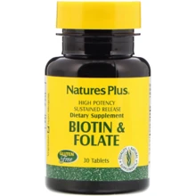 Nature's Plus Biotin & Folic Acid Фолиевая кислота и биотин 30 таблеток: Тип Витамин B