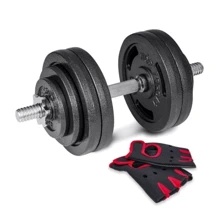 Гантель Hop-Sport 30 кг металлическая с перчатками: Вес гантели, кг 30