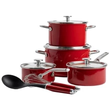 Набір посуду KitchenAid Steel Core, 10 предметів 16/18/20/24 см 1.3/2/3.7/6 л червоний (CC004921-001): Матеріал корпусу емальована сталь