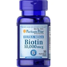 Puritan's Pride Biotin 10,000 mcg 50 caps (PTP-51463) Биотин: Тип Витамин B