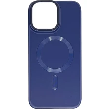 Чехол для iPhone TPU Case Bonbon Leather Metal Style with MagSafe Navy Blue for iPhone 15 Pro Max: Цвет синий