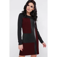 Платье FashionUp PL-1675C 42 бордовое повседневное до середины бедра: Состав Вискоза, Полиэстер, Хлопок, Эластан