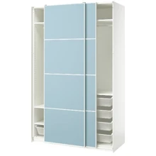 Шкаф с раздвижными дверями ІКЕА PAX / MEHAMN 150х66х236 см белый / 2 стороны светло-голубой (695.516.93): undefined undefined