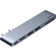 Адаптер Ugreen Adapter CM380 Dual USB-C to HDMI+2xUSB 3.0 A+SD+USB-C Space Gray (80856): Колір сірий