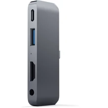 Адаптер Satechi Adapter Pro USB-C to USB-C+USB3.0+HDMI+Mini-jack 3.5 Space Grey (ST-TCMPHM): Колір сірий