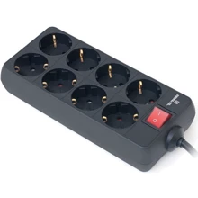 Сетевой фильтр REAL-EL RS-8 Protect 5m, black (EL122300024): Количество розеток, шт 8