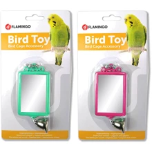 Игрушка для попугаев Flamingo Mirror Straight+Bell прямоугольное зеркало с колокольчиком 6х8 см: undefined undefined