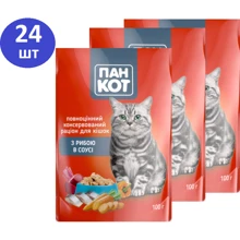 Влажный корм ПанКот для котов Рыба в соусе 100 г х 24 шт. (4820111141043-24): Тип Влажный корм