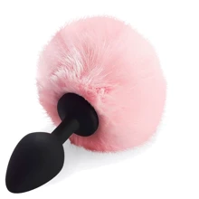 Силіконова анальна пробка М Art of Sex - Silicone Bunny Tails Butt plug, рожевий: Для кого унісекс