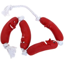 Іграшка для собак Flamingo Sausage On Rope сосиска на мотузці латекс 72 см: undefined undefined