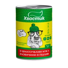 Вологий корм Хвостик для дорослих собак шматочки яловичини у підливі 415 г (165,542): Тип Влажный корм
