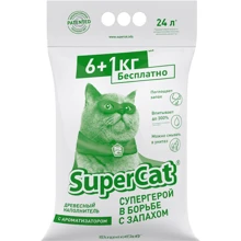 Наполнитель древесный SuperCat С ароматизатором, 6+1 кг (3552): Вид Древесный