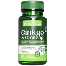 Earth‘s Creation Ginkgo and Ginseng Гинкго билоба и женьшень 60 таблеток: Форма выпуска Таблетки