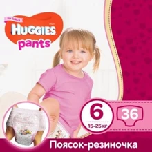 Huggies Pant 6 (15-25 kg) Mega 36 Girl: Тип Підгузки-трусики