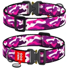 Ошейник для собак WAUDOG Nylon с QR паспортом Розовый камо, XXL (4535-0002): Производитель WAUDOG