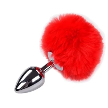 Металлическая анальная пробка Кроличий хвостик Alive Fluffly Plug S Red: Для кого Унисекс