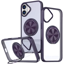 Чехол для iPhone Mobile Case TPU+PC Metal Ring with MagSafe Dark Purple for iPhone 16: Цвет фиолетовый