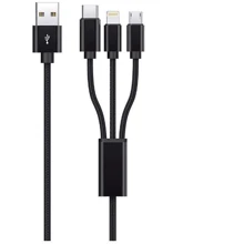 Кабель Proove USB Cable to Micro USB/Lightning/Type-C Triple Connection 1.2m Black: Тип USB Cable - Lightning/microUSB/USB-C