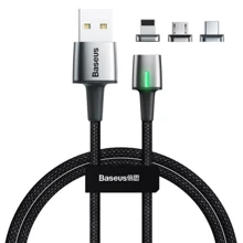 Кабель Baseus USB Cable to Lightning/microUSB/USB-C Zinc magnetic Kit 2m Black (TZCAXC-B01): Тип USB Cable - Lightning/microUSB/USB-C