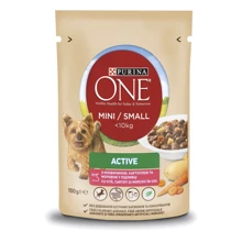 Вологий корм Purina ONE mini Active для собак дрібних порід з яловичиною, картоплею та морквою в підливі 20x100 г (7613036473477): Тип вологий корм