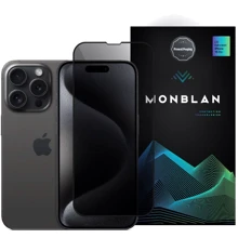 Защитное стекло для iPhone Monblan Tempered Glass Dust-Proof Anti Peep Black for iPhone 15 Pro: Тип защиты экрана на экран