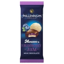 Шоколад Millennium Mousse молочний з мусовою та чорничною начинкою 135 г (4820075507688): Вага, г 135