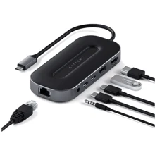 Адаптер Satechi Adapter USB-4 MultiPort USB-C to 2xUSB-C+USB+HDMI+RJ45+3.5mm Space Gray (ST-U4MGEM): Колір серый