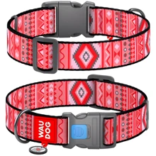 Ошейник для собак нейлоновый WAUDOG Nylon c QR паспортом рисунок Этно красный пластиковый фастекс XXL 35 мм 46-70 см: Производитель WAUDOG