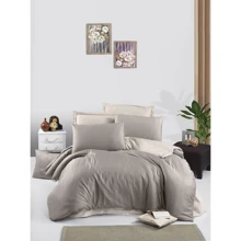 Комплект постельного белья Victoria Plain Sateen Cappucino/Cream сатин евро (2200000609045): Материал сатин