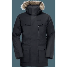 Пуховик Jack Wolfskin Glacier Bay Parka 1113321-6000 46 черный зимний с капюшоном и мехом: Вид Пуховики