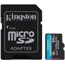 Карта пам'яті Kingston 64GB microSDXC Class 10 UHS-I U3 V30 A2 Canvas Go Plus + adapter (SDCG3/64GB): Тип карти MicroSDXC