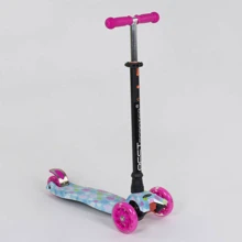 Самокат детский пластмассовый с алюминиевой трубкой руля + 4 колеса Pink/Blue (78786): Количество колес 4